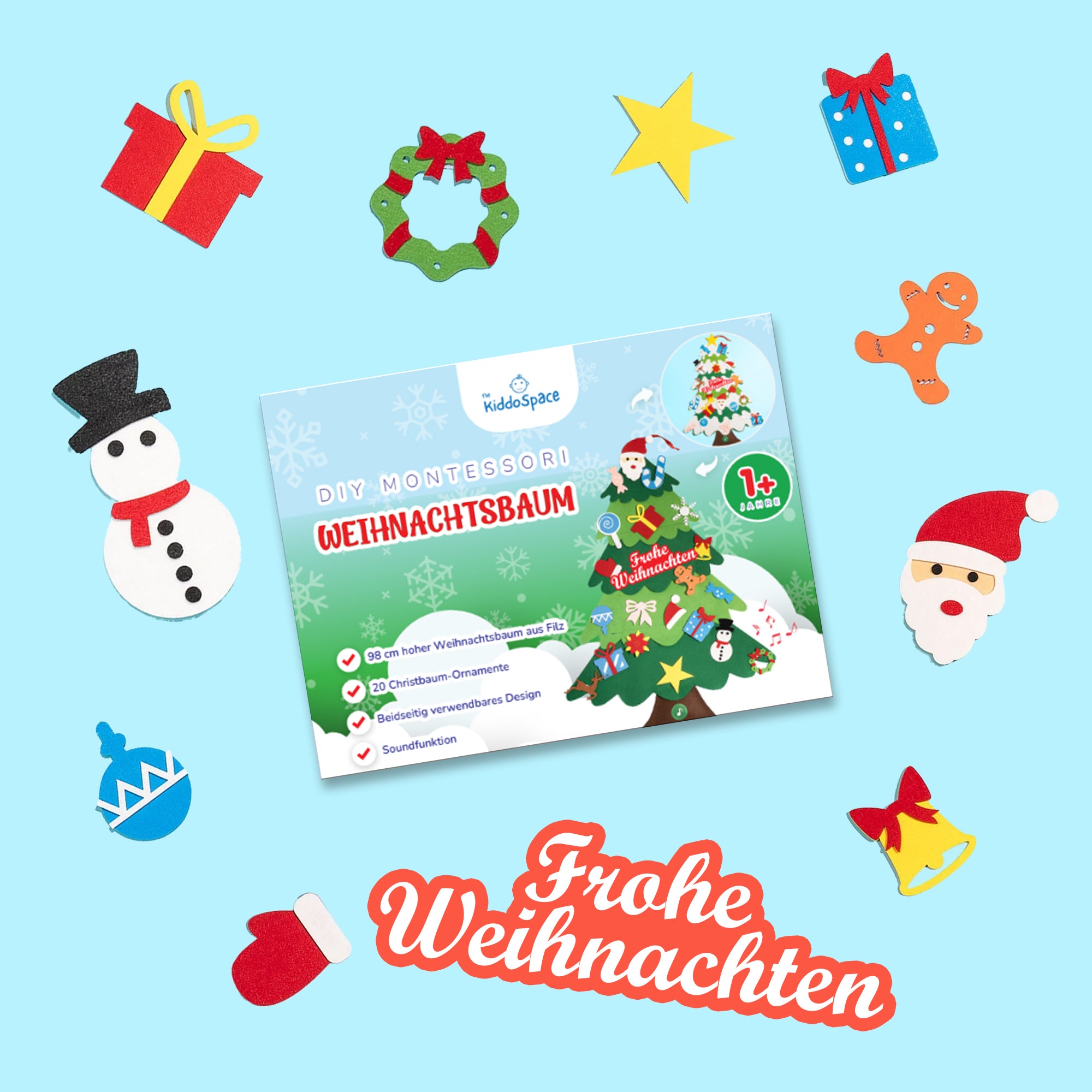 1 Frohe Weihnachten-Ornament + 10 Zusätzliche Weihnachtsornamente